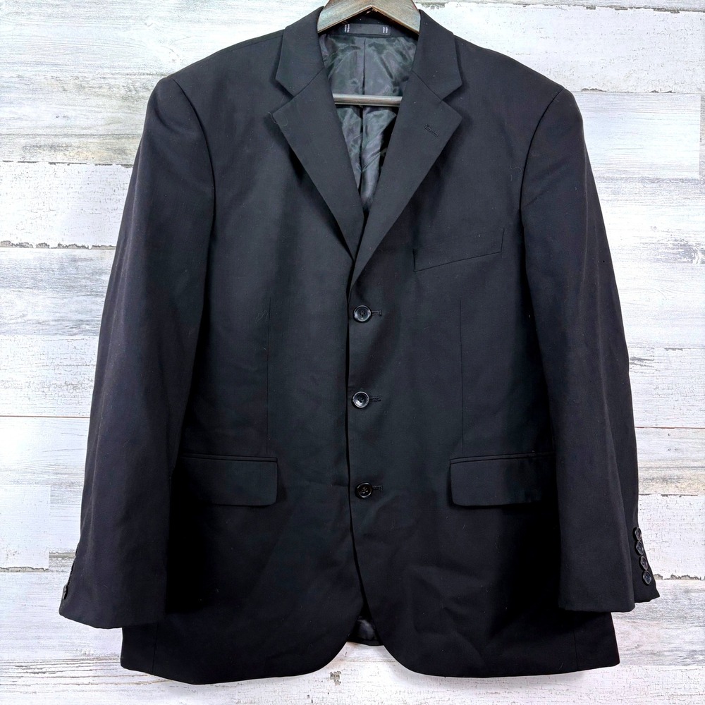 Emanuel Ungaro Blazer Mens 41S Black 100% Wool 3-Button Suit Jacket Corpcore